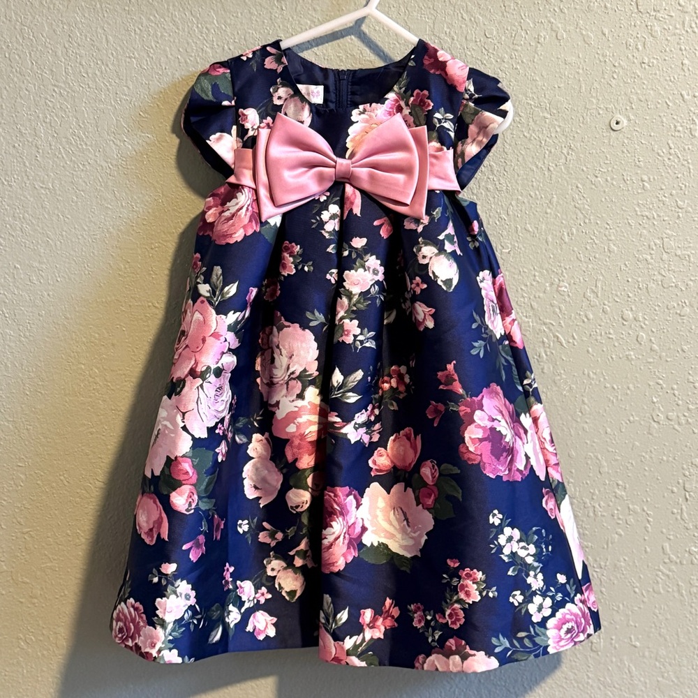 Bonnie Jean Navy Floral Dress – Size 4T